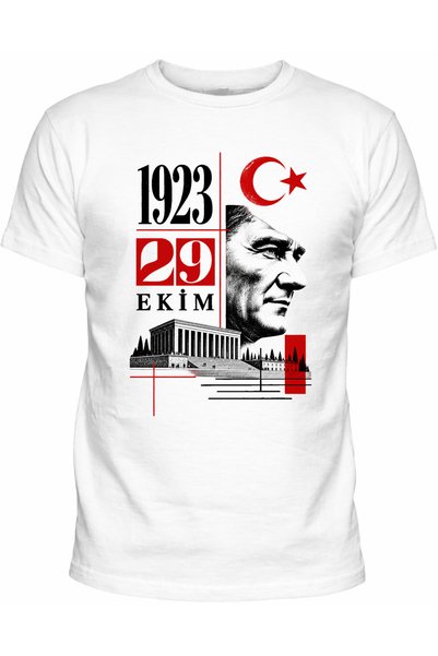Efendioğlu Design kısa kollu 29 ekim Anıtkabir atatürk ve ay yıldızlı tasarım yetişkin tişört