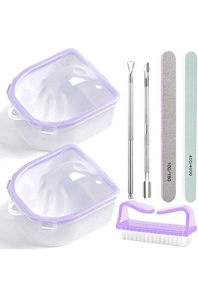 Yelajoy 7 Pcs Gel Dip Nail Polish Remover Soaking Kit, Purple Manicure Bowl f...