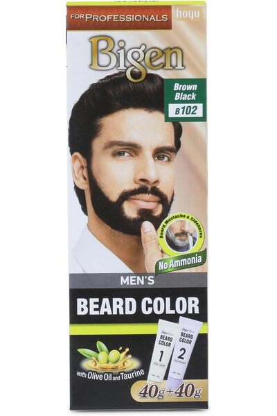 Bigen Beard صبغة لحية للرجال من بيجن بدون أمونيا - بني أسود B102 (حجم كبير 40...