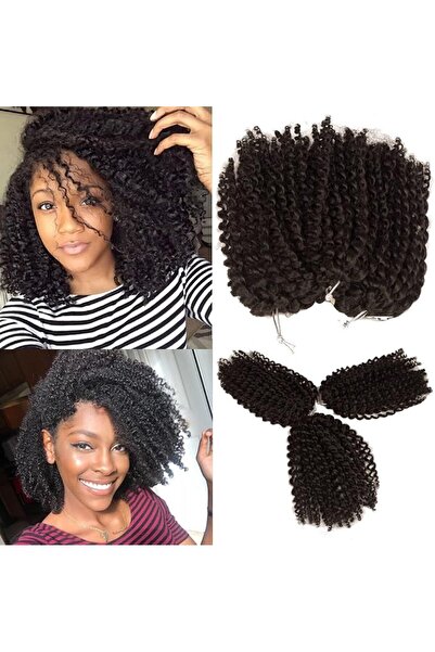 SHAROPUL Curly Crochet Hair 8 Inch Short Marlybob Jerry Curl Natural Black Co...