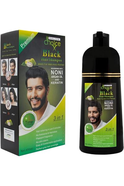 Salon Choice شامبو صبغة الشعر الأسود 400 مل