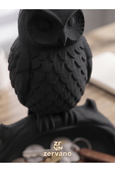 Zervano Decorative Key Holder and Coin Organizer with Owl Figure - Desktop Organizer - 3D Printing