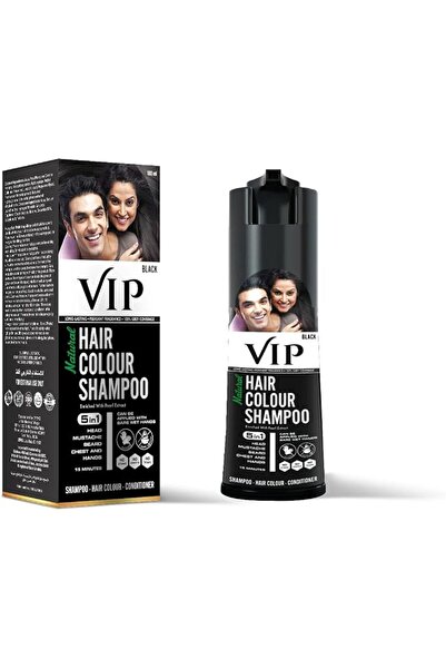Vip شامبو تلوين الشعر الطبيعي 5 في 1، أسود، 180 مل - لون الشعر واللحية والشارب