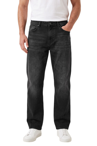 DeepSEA Erkek Baggy Fit Likralı Siyah Kot Pantolon – Bol Kesim Geniş Paça Taşlanmış Jean 2600058