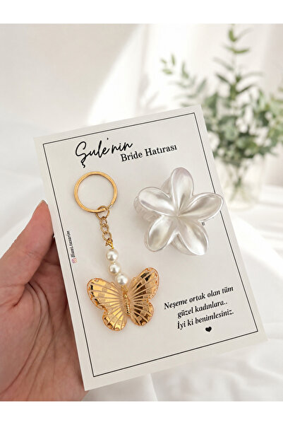 Bianı Tasarım Kelebek Anahtarlık Minik Lotus Toka Set - Bekarlığa Veda - Brid...