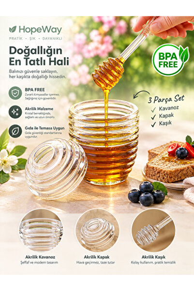 HopeWay Home Acrylic Honey Jar – Transparent Honey Storage Container, Honey J...