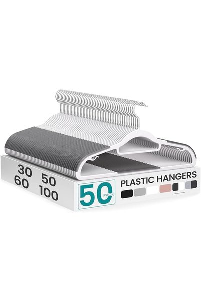 SONGMICS 30 قطعة من شماعات الملابس، شماعات بلاستيكية متينة بتصميم مانع للانزل...
