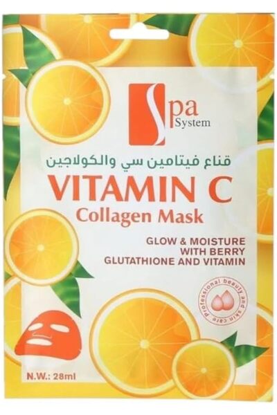 Spa System قناع الوجه بفيتامين سي والكولاجين، مرطب ومفتح للبشرة، بخلاصة التوت...