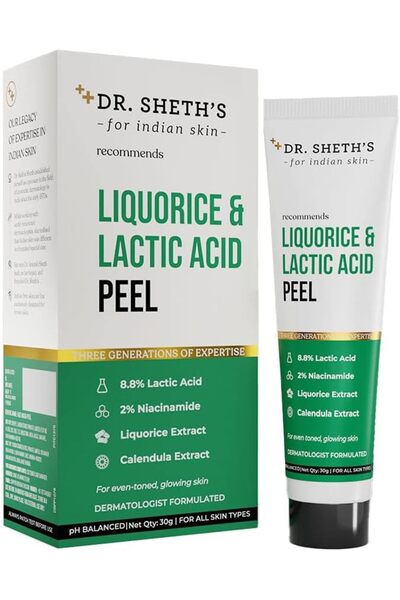 Dr. Sheth's مقشر كيميائي بالعرقسوس وحمض اللاكتيك (AHA) بنسبة 8.8% لبشرة متجان...