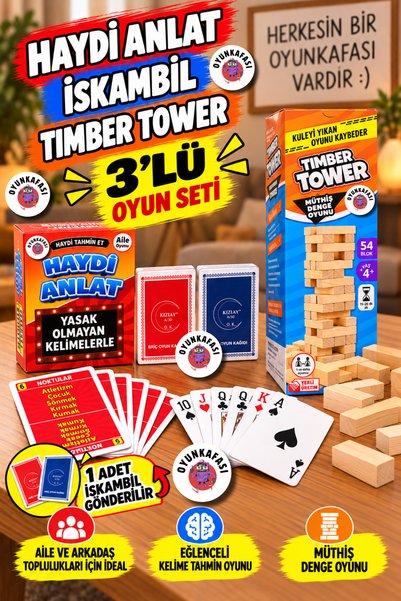 OYUNKAFASI 3’lü Ailece Eğlence Oyun Seti – Haydi Anlat Kelime Oyunu + Timber ...
