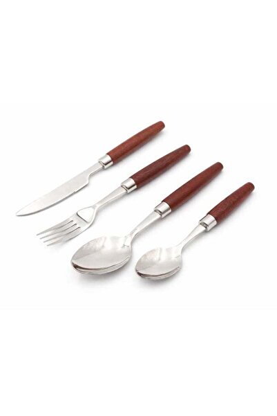Generic Woodland Steel Cutlery Set, Stainless Steel Flatware with Wooden Hand...