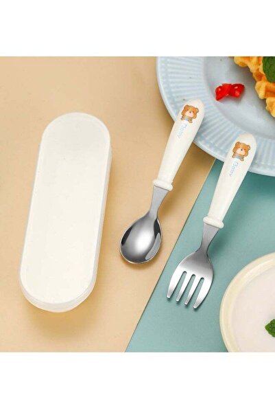 Generic 1 Sets Toddler Utensils Stainless Steel Fork and Spoon with Silicone ...