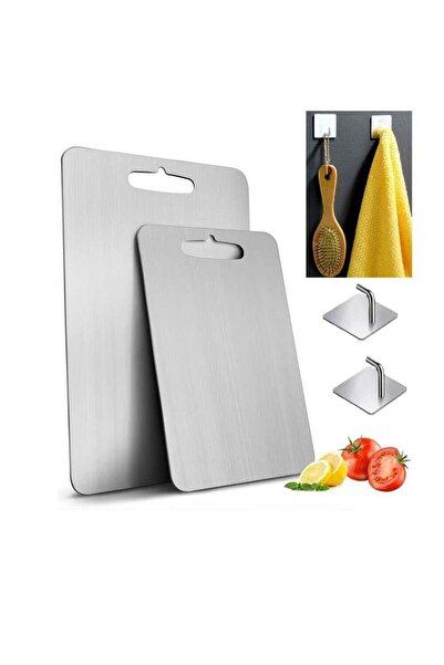Generic Upgrade Stainless Steel Cutting Board With 2 stainless steel hooks Se...