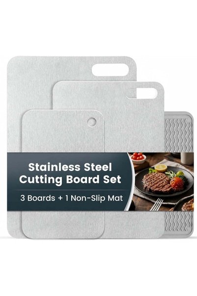 Generic Stainless Steel Cutting Board Set of 3, Metal Chopping Boards for Kit...