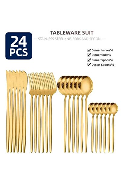 Generic 24-Piece Silverware Set, Stainless Steel Flatware Tableware Set for 6...