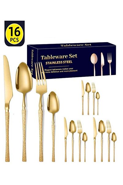 Generic Hammer Silverware Set, 16-Piece Forks And Spoons Silverware Set, 18/8...