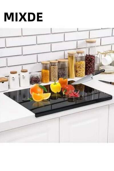 Generic Black Acrylic Cutting Board with Counter Lip - Non-Slip Kitchen Chopp...
