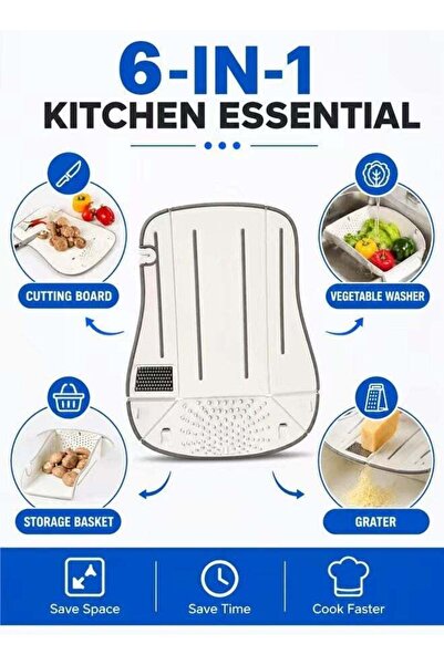Generic 6-in-1 Foldable Plastic Cutting Board With Knife Sharpener, Grater & ...