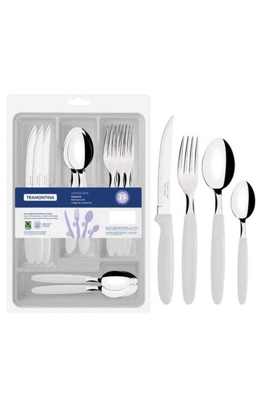 Generic Tramontina Ipanema 25-Piece Flatware Set with Stainless-Steel Blades ...