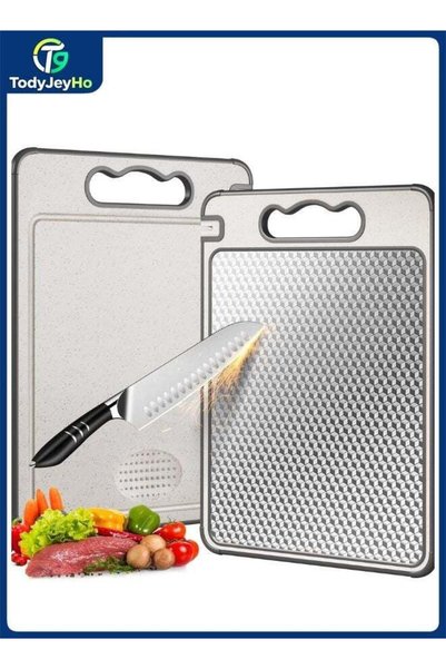 Generic TodyJeyHo Double Sided 304 Stainless Steel & Wheat Straw Cutting Boar...