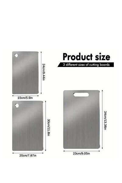 Generic 3pcs Stainless Steel Double-Sided Cutting Board Set | Durable, Food-S...