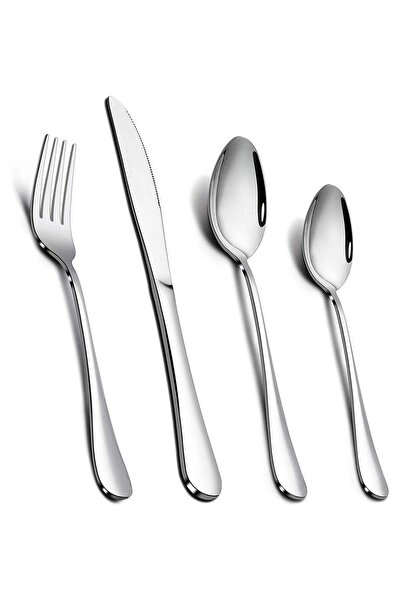 Generic Cutlery Set, Stainless Steel 24 Piece Cutlery Set for 6 People, Flatw...