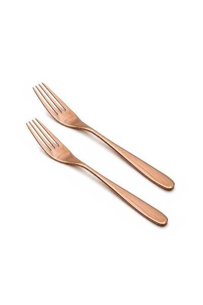 Generic BERAM Table Trend Dining Fork 2Pc Stainless Steel Flatware PVD Copper...