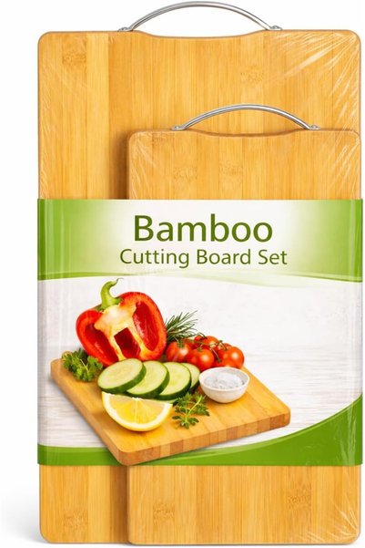 Generic Bamboo Cutting Board Set - 2 Sizes with Handle, Non-Slip for Meat, Ch...