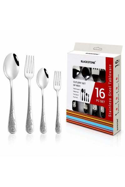 Generic BLACKSTONE Stainless Steel Cutlery Set 16 Piece, 4 Spoons, 4 Forks, 4...