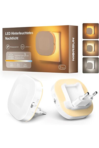 NİOR Set lămpi NIORSUN- Night Light Socket, 2 bucăți, Senzor Mișcare + Senzor...
