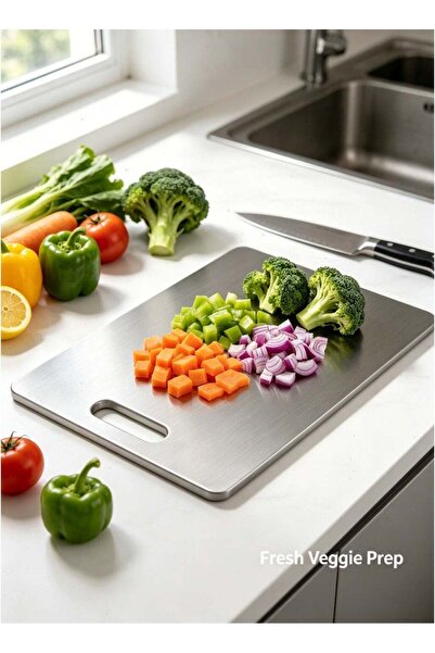 Generic Stainless Steel Cutting Board with Handle, Large Kitchen Chopping Sur...