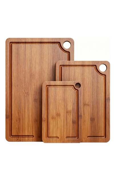 Generic 3-Piece Bamboo Cutting Board Set, Double Sided Kitchen Chopping Board...
