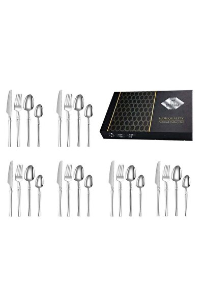 Generic 24-Piece Elegant Stainless Steel Cutlery Set, Dishwasher Safe Tablewa...