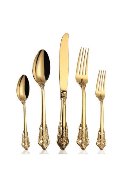 Generic Palace Cutlery Set Vintage Gold Flatware Silverware Set, Heavy Duty S...