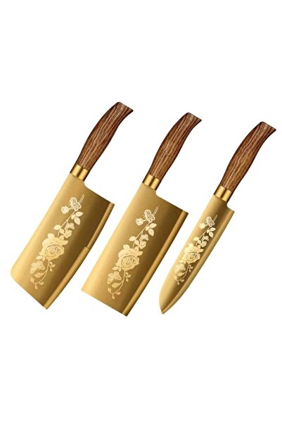 Generic Titanium Stainless Steel Kitchen Knife Set – 3-Piece Chef, Chopping &...