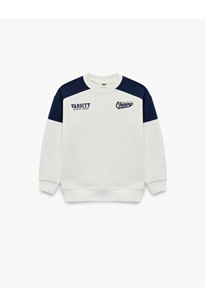 Koton Color Blocked, Crew Neck, Long Sleeve, Printed Sweatshirt