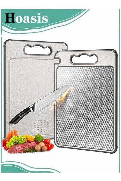 Generic Double Sided 304 Stainless Steel & Wheat Straw Cutting Board, 36.5*24...