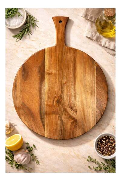 Generic Premium Round Mango Wood Chopping Board 43L x 38W cm | Multipurpose W...