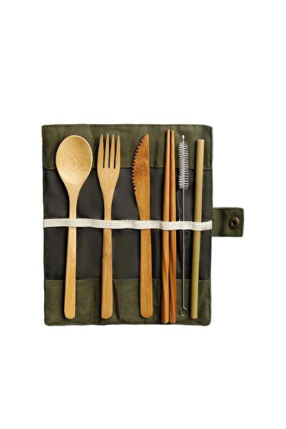 Generic Bamboo Cutlery Set, Bamboo Travel Utensils Include Knife Fork Spoon C...