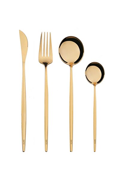 Generic 4-Piece Stainless Steel Knife Dessert Fork Spoon Flatware Set