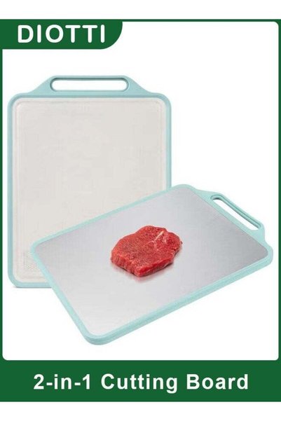 Generic 2-in-1 Double-Sided Cutting Board, Food-Grade Stainless Steel & Wheat...