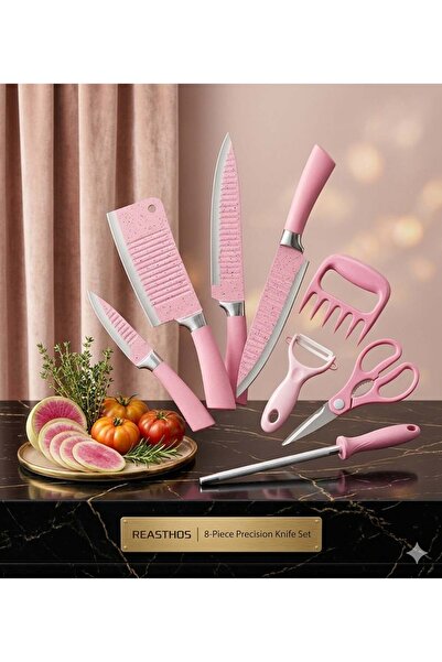 Generic 8-Piece Premium Non-Stick Stainless Steel Kitchen Knife Set, Ceramic ...
