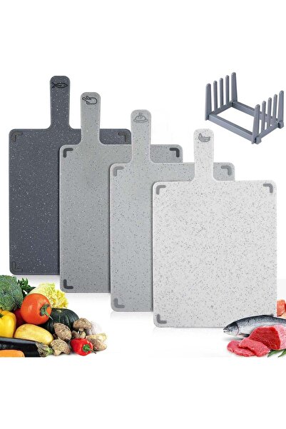 Generic Durable Plastic Chopping Board Set with Stand - Dishwasher Safe, BPA ...