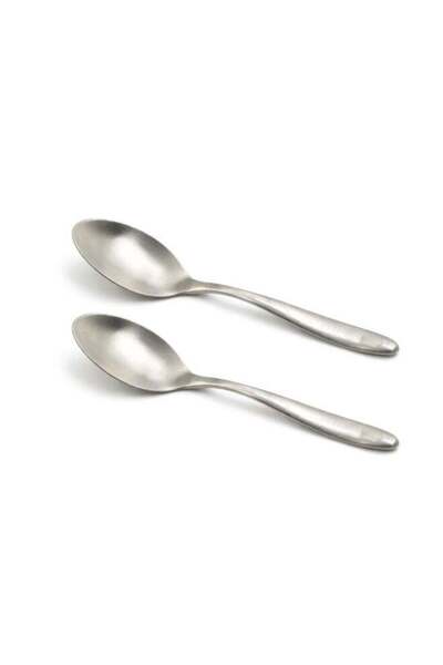 Generic BERAM Silver Shine Steel Tea Spoon 2Pc Stirring Spoon for Dessert Cof...