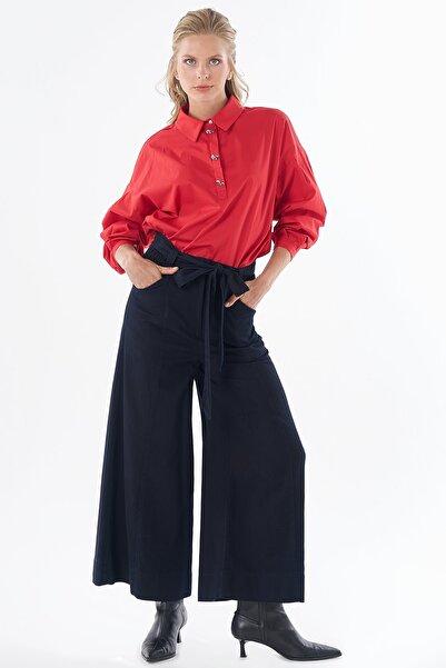 KYR Washable Denim Trousers with Belt Detail Dark Indigo