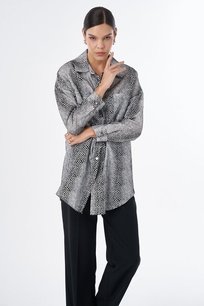 Kayra Patterned viscose tunic black