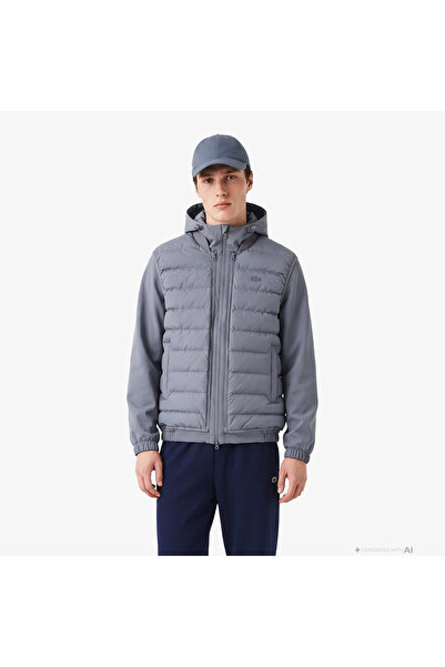 Lacoste Erkek Regular Fit Kapüşonlu Koyu Gri Mont
