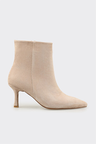 Elle Shoes Bej Deri Kadın Klasik Bot