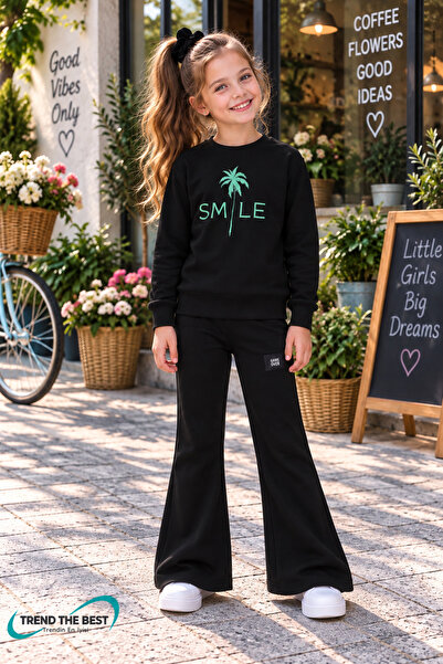 TREND THE BEST Trendin En İyisi Winter, Spring, and Autumn Girls' Black Spani...