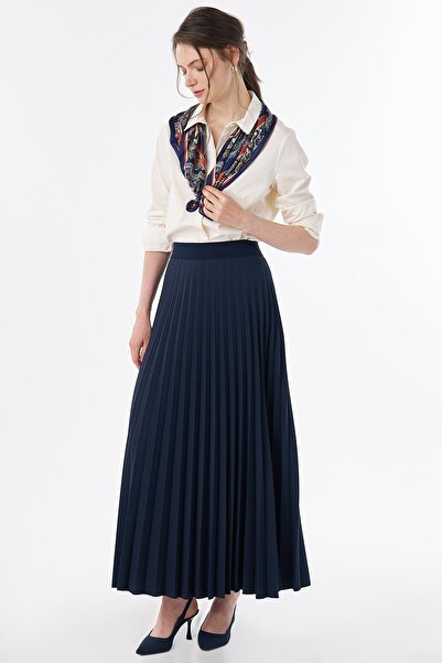KYR High Waist Pleated Skirt Navy Blue